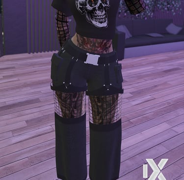 a woman in a black shirt and black pants