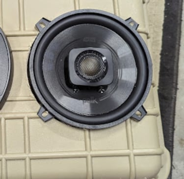 Closeup of a Polk speaker