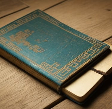 libro viejo chino sobre suelo de madera