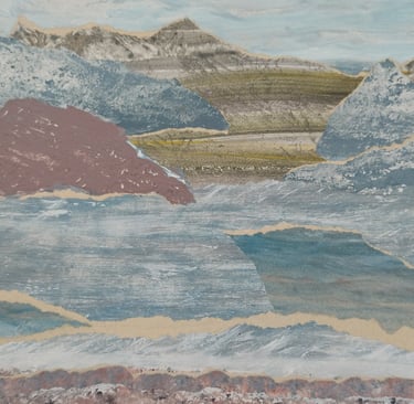 Calm Seas You Call To Me, 30 x 30 cm, collage using acrylic on paper, £75