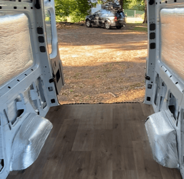 vinyl sheet floor in campervan diy