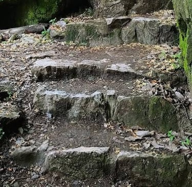 Knoxville, Tennessee Travel - stone step trail at Ijams Nature Park from the riverfront landing