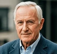 Older man with gray hair in blazer outdoors. Trusted Cedar Rapids testimonial for tech handyman help.