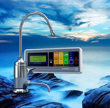 Enagic Leveluk SD501 Under sink Kangen Water ionizer featuring wall-mounted LCD control panel