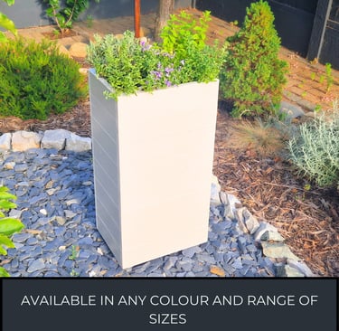 tall narrow flower planter made from quality wood painted in white colour