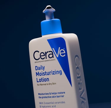 A frontal angle view of the 3D bottle of CeraVe lotion that can be used in advertisement