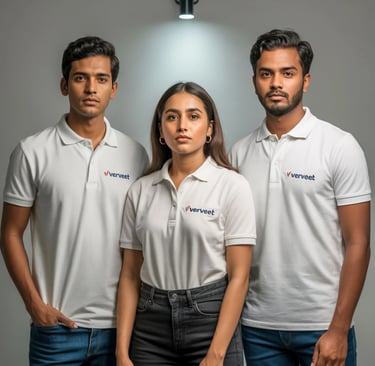Models wearing custom apparel made for a company