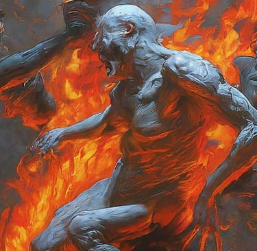 Hombre en infierno