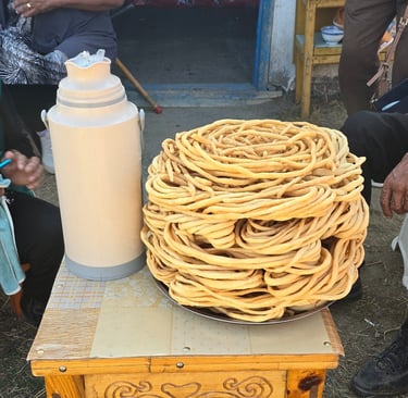 Freshly made guurml boortsg in Bulgan-sum, Khovd province, Mongolia
