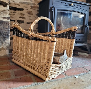 Panier à buches en osier