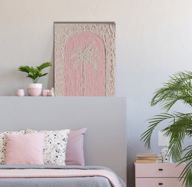Textured art of pastel pink palm tree