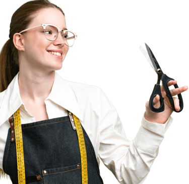 a woman in a white shirt and black aprons