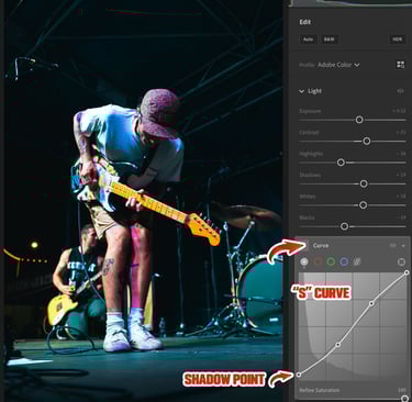 Faded film look using tone curve in Lightroom