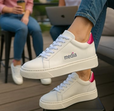 White custom logo sneakers made in Italy