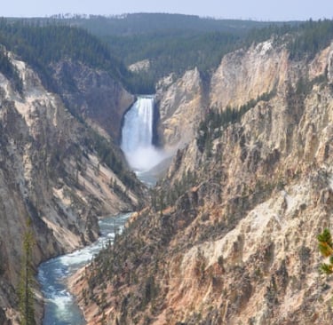 lower falls and the grand canyon of the yellowstone national park