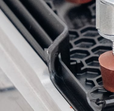 Fixture clamping plastic parts using over center clamps. 