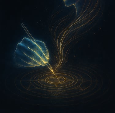 a woman with a pen and a pen in her hand