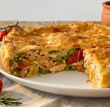 Torta salata di pollo e verdure