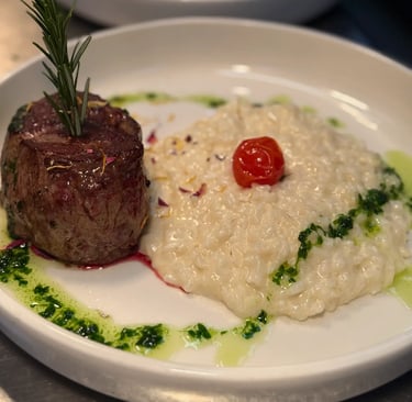 steak with risotto