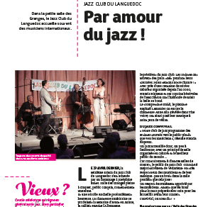 Article sur l'association Jazz Club du Languedoc