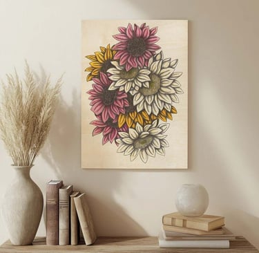 Floral Illustration Wall Art in a Living Room