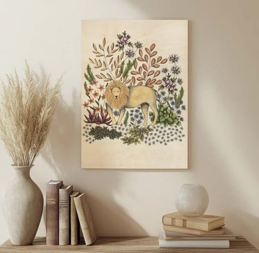 Animal Illustration Wall Art in a Living Room