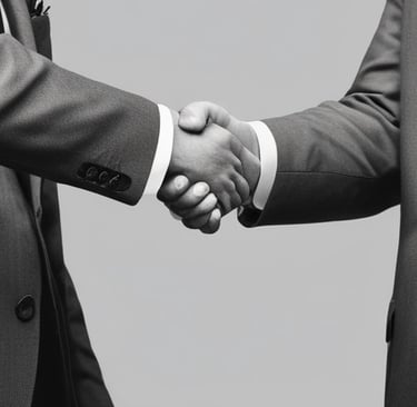 Photo of a handshake between two politicians at a formal event