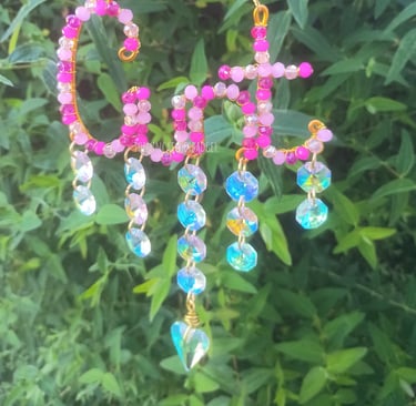 A gorgeous girly pink & purple mix with a gorgeous heart crystal drop for rainbows aplenty