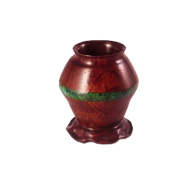 cocobolo, wooden minature vessel, malachite, contemporary object