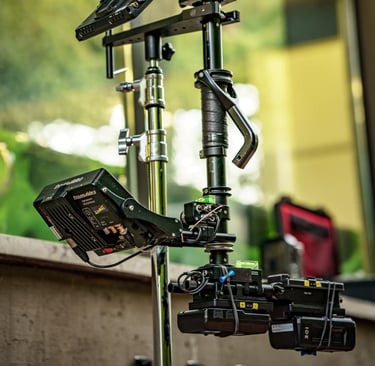 Detail of a steadicam sled and transvideo monitor