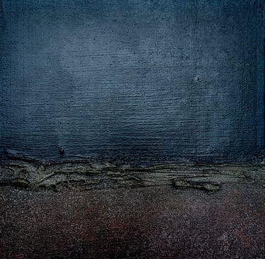 Mixed media abstract art. Landscape abstract. Laurence Moracchini Ditchling Studio.