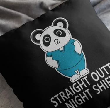 night shift nurse panda throw pillow