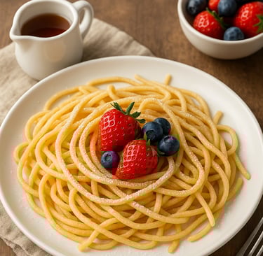 Pancake spaghetti on plate