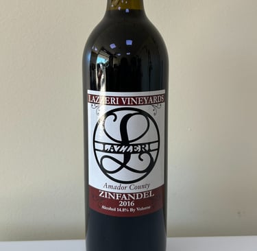 A close up picture of a wine bottle labeled Zinfandel