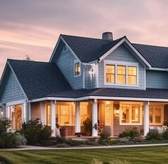 Large house in San Antonio sunset