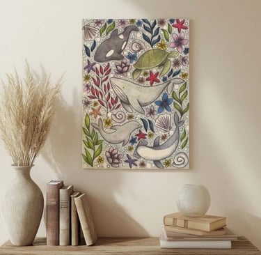 Animal Illustration Wall Art in a Living Room