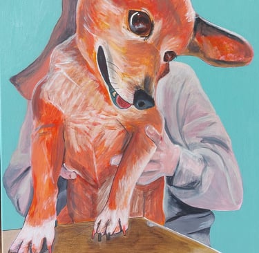 A painting of a dog, pet portrait