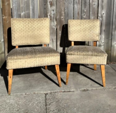 grandma and grandpa chairs with old fabric