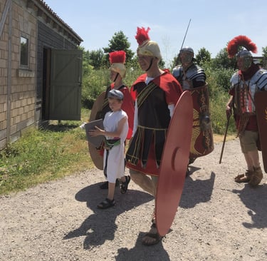 Romeinse reenactors tijdens de optocht door bodegraven