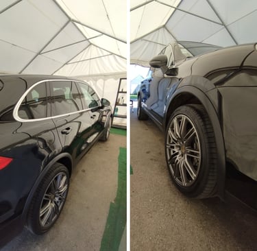 Avant après lavage extérieur Porsche – finition brillante