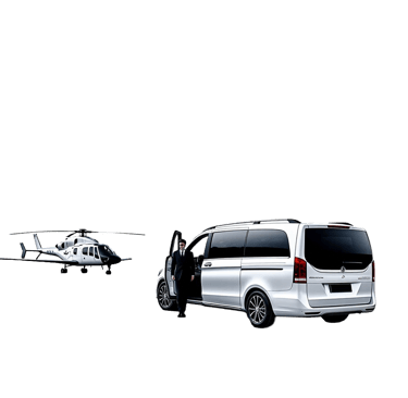 Transfert VTC luxe en Mercedes Classe V – Service premium pour aviation privée et hélicoptères.