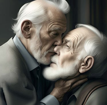 a man and man kissing in a photo