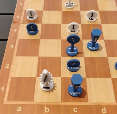 Position of the pieces form a puzzle and the solution is a sentence