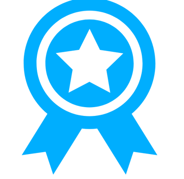 a blue ribbon with a star in the middle