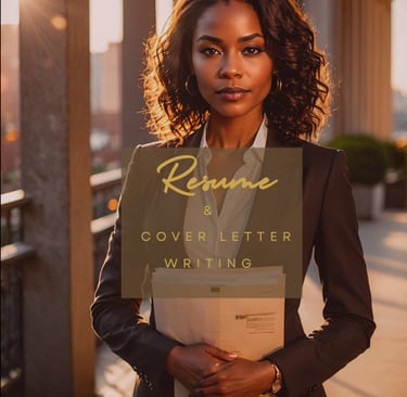 a woman in a business suit and a resume cover letter