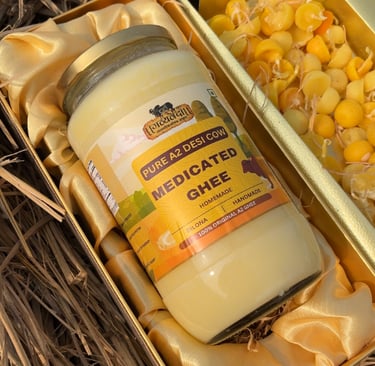 “Gavyaveda A2 Ghee is crafted using the traditional bilona method from pure desi cow milk, preservin