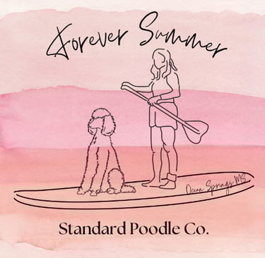 Forever summer standard poodle sunset logo