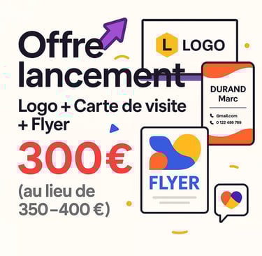 Offre de création graphique : logo, carte de visite et flyer pour entreprise
