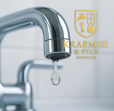 a faucet with a drop of water running down the side of a fa