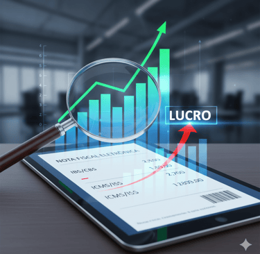 Um tablet com uma lupa.